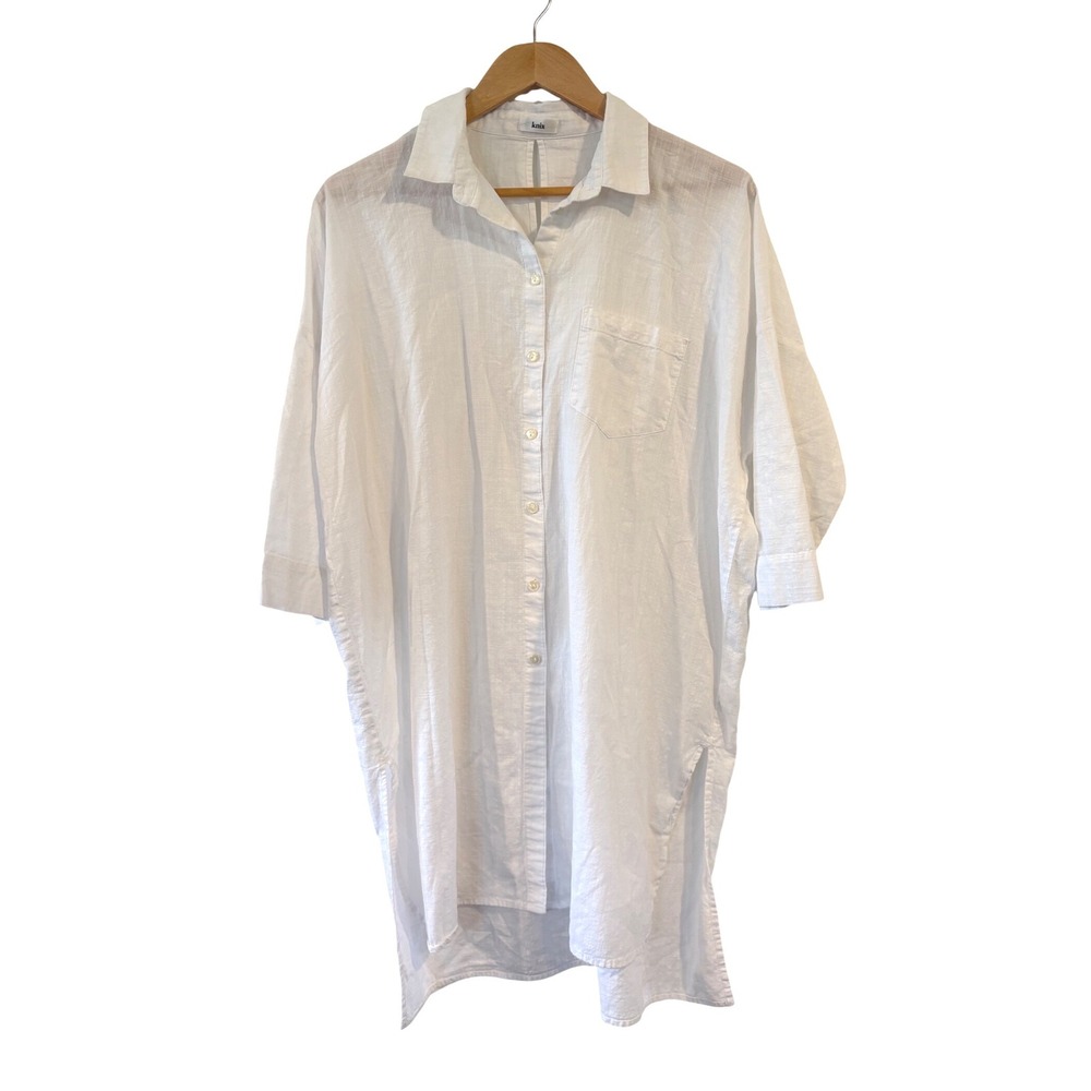 Knix Cotton Gauze Tunic Shirt White Oversized Beach Cover Up Medium